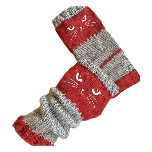 Guantes de punto sin dedos para mujer con diseño de empalme bordado | Guantes cálidos y modernos para uso informal | Talla única | 1 par