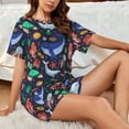 thumbnail image 4 of Sikiie The Underwater World Womens Pajama Sets Short Sleeve Top With Pants Sleepwear 2 Piece Lounge SetSmall, 4 of 6