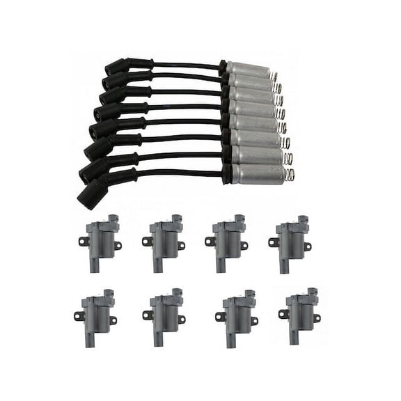 Ignition Coil and Spark Plug Wire Set 9 Piece - Compatible with 2000 - 2006 Chevy Suburban 1500 2001 2002 2003 2004 2005