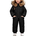 thumbnail image 3 of XIMIN Toddler 2Pcs Snow Suits Kids Down Jacket Winter Puffer Padded Snowsuit Girls Boys Faux Fur Hooded Coat +Snow Bib Pants Jumpsuits Waterproof Windproof Clothes, 3 of 8