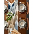 thumbnail image 5 of Hokiten Table Runners 72 Inches Long Dress Scarves, Beige Blue Ombre Farmhouse Kitchen/Dining Table Runner, Coffee Tablerunners, Moire Abstract Artwork 13x72 Inch, 5 of 7