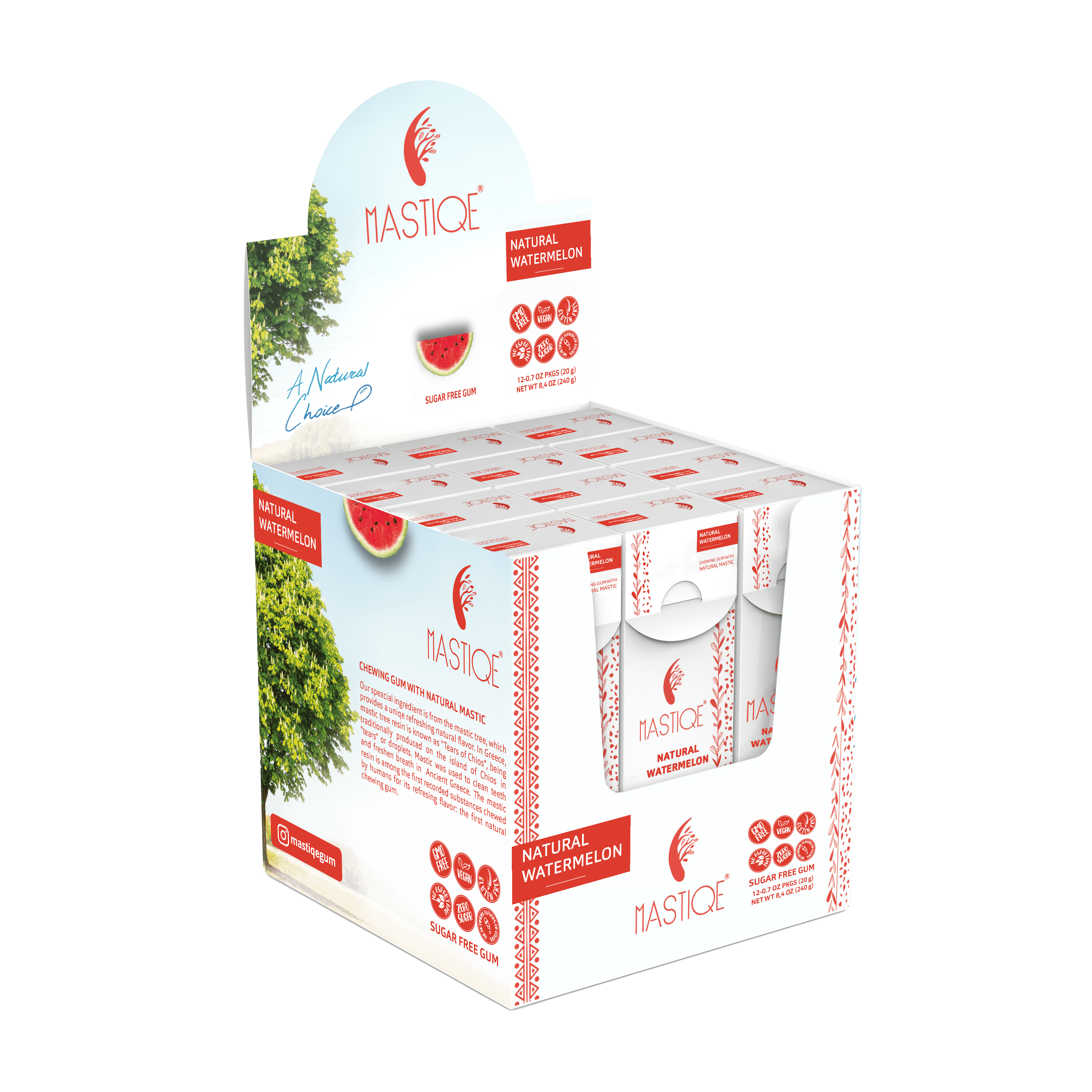 Mastiqe Sugar Free Chewing Gum with Natural Mastic -Watermelon