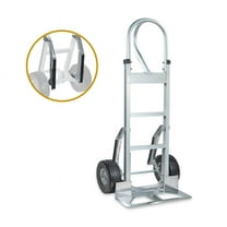 600 lbs Aluminum Hand Truck Heavy Duty Dolly with P Handle & 10" Caster Wheels - Hand Truck with Skid Bars & Vertical Loop Handle - 52.3" x 17.5" with 19.3" x 7.5" Nose Plate