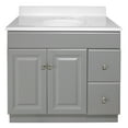 thumbnail image 4 of Wyndham 37" Solid Wood Vanity in Gray with Widespread White Top Fully Assembled, 4 of 7