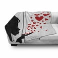 thumbnail image 3 of Kiss Soft Flannel Fleece Throw Blanket, Girl Black Silhouette Blowing Red Hearts Romance Love Valentines Day Theme, Cozy Plush for Indoor and Outdoor Use, 70" x 90", Black White Red, by Ambesonne, 3 of 6