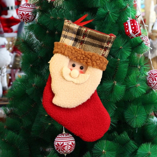 Fiudx Artículos en oferta con ofertas flash Suministros de decoración navideña Bolsas de dulces Patrón de dibujos animados Bolsas de regalo con diseños de Papá Noel Bolsas de regalo Decoración colgan