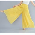 thumbnail image 5 of Charella Womens Linen Pants Lightweight Wide Leg Elastic Waist Casual Loose Comfy Trousers with Pockets (Free Size, Yellow), 5 of 8
