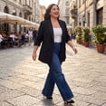 thumbnail image 4 of Agnes Orinda Women's Plus Size Blazer Lapel Long Sleeves Button Down Business Casual Suit Jacket with Pockets 2X Black, 4 of 8