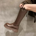 thumbnail image 6 of Brown Females Stylish Knight Boots With Thick Base For Autumn And Winter Season Comfortable And Trendy With Elastic Material, 6 of 8