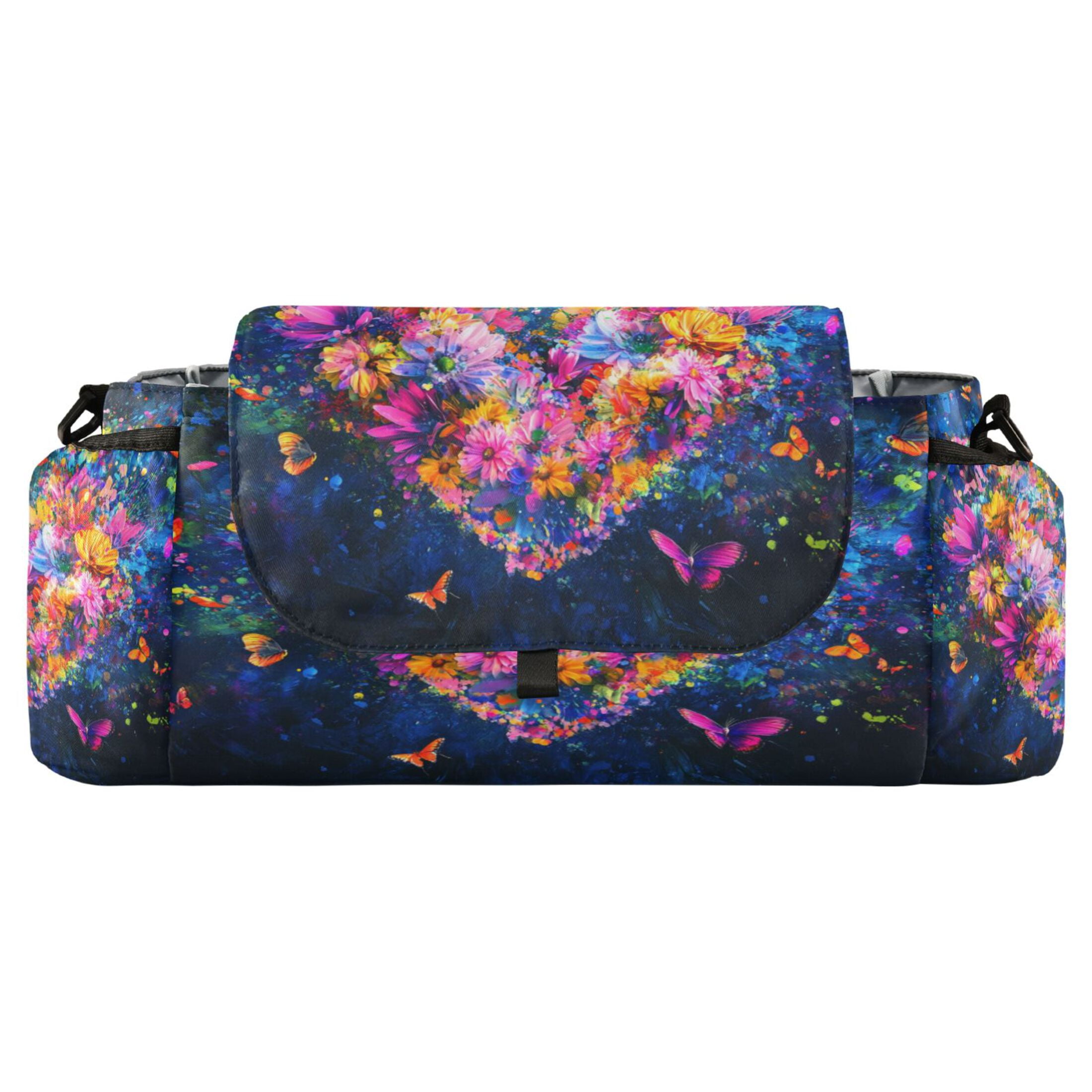 DIXRUYEE Stroller Organizer Heartfelt Blooms Printed