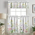 thumbnail image 2 of Spring Summer Kitchen Curtains 3-Piece Set Boho Garden Party Floral Navy Rod Pocket Short Tier Curtains 36 Inch Farmhouse Holiday Decor, 2 of 6
