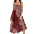 thumbnail image 2 of SWSMCLT Women's Handkerchief Maxi Boho Skirt Ladies Midi Summer Dress Casual Sundress Gypsy Hippie Swing Pleated Long Beach Skirts Asymmetric Flowy Billowy Patterned2 Burgundy Red Small-Large, 2 of 5