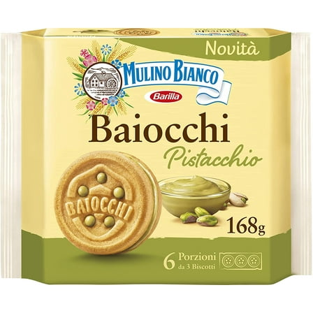 Mulino Bianco Biscuits, Pistachio Cream Filled, 168g (5.9 oz)