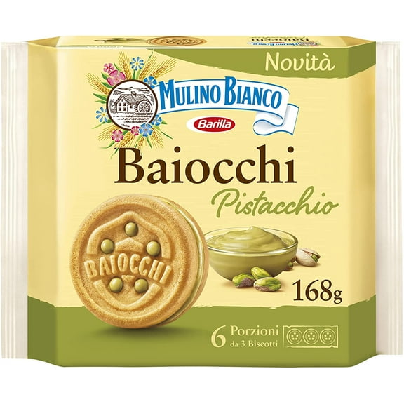Mulino Bianco Biscuits, Pistachio Cream Filled, 168g (5.9 oz)
