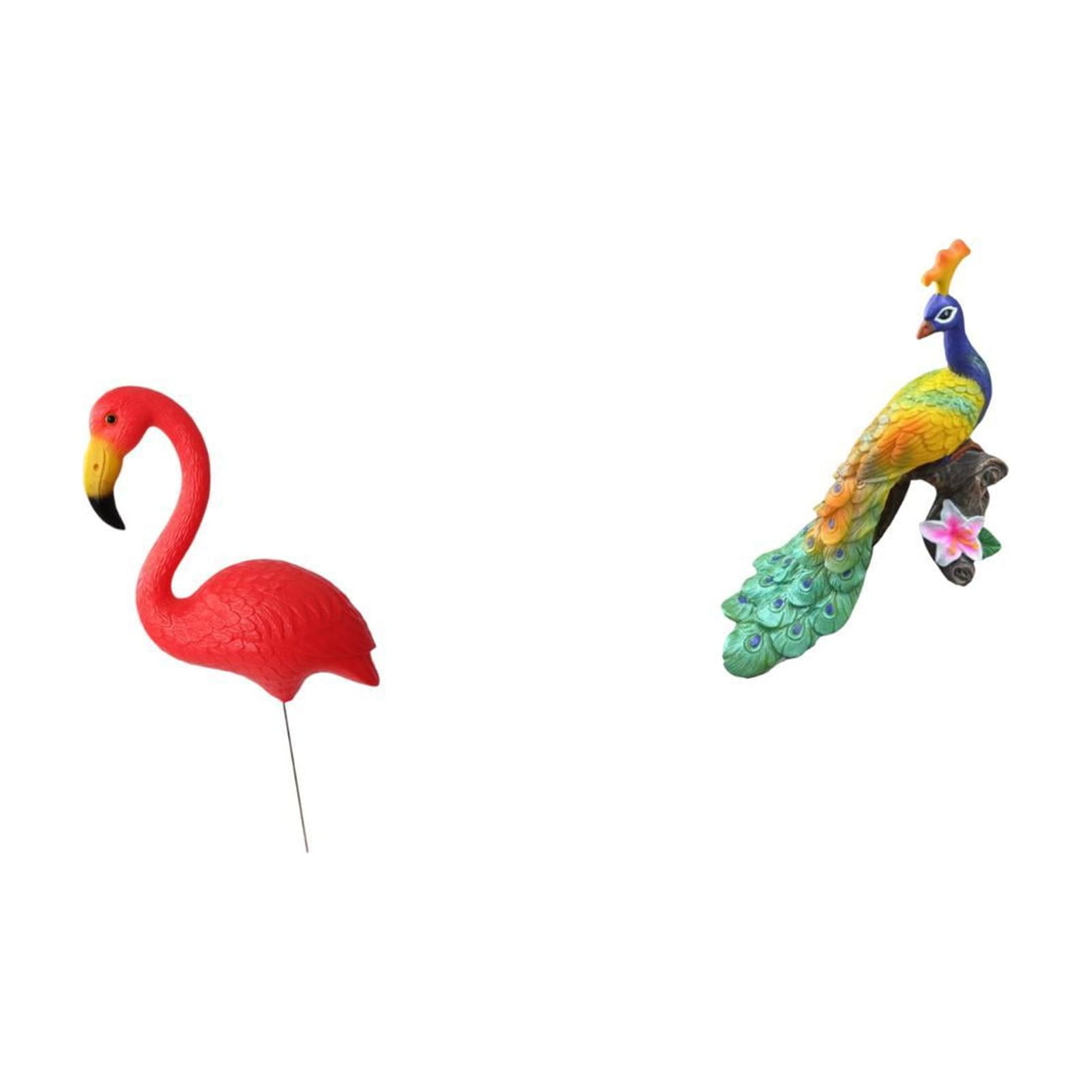 simhoa Flamingo Fairy Garden Stake Sculpture and Peacock Figurine Decorative Ornament for Holiday Spring Home Yard Art Accessories Crafts