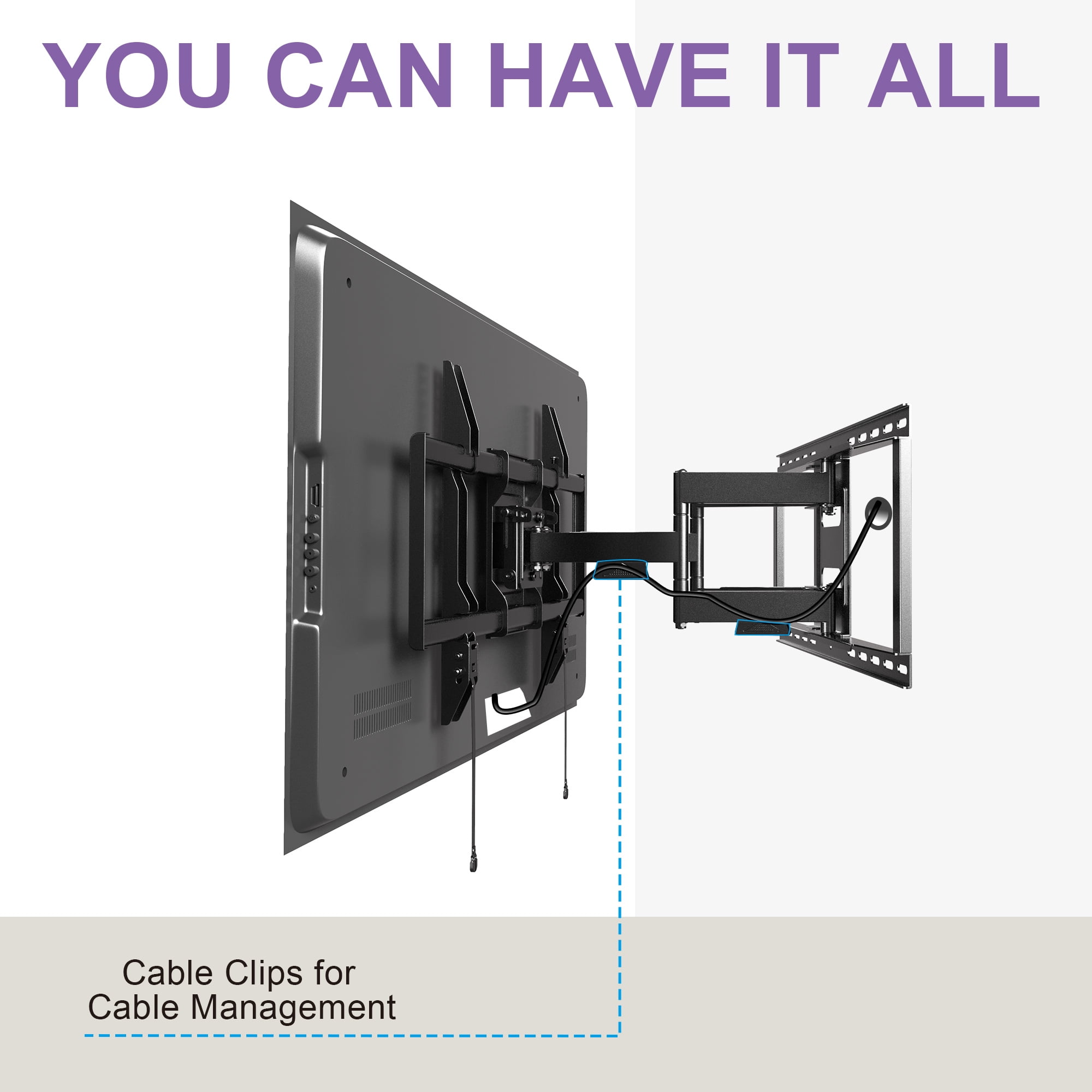 USX MOUNT Heavy Duty Full Motion Sliding TV Wall Mount for 42-90 inch TVs, Articulating 6 Arm Support up to 150lbs, Swivel & Tool-Free Tilt, Max VESA 600x400mm, Fits 12"/16"/18"/24" Wood Studs