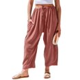 thumbnail image 1 of Pantalón TARSE de lino, pierna ancha, casual, con cordón y bolsillos - M, 1 of 3