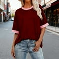 thumbnail image 4 of Fmbrln Womens Plus Size Tops Short Sleeve Crew Neck T-shirts Summer Casual Loose Color Block Tees Blouse, 4 of 5