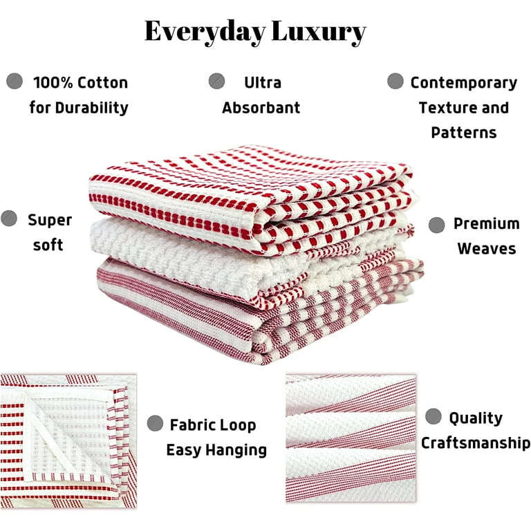 Serafina Home Oversized White Tan Kitchen Towels: 100% Cotton Soft  Absorbent Assortment Ribbed Terry Loop, Set of 4 Multipurpose for Everyday  Use