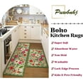 thumbnail image 4 of Kitchen Rugs and Mats Non Skid Washable Set of 2,Boho Floral Modern Farmhouse Bohemian Kitchen Runner Rugs with Rubber Backing for Kitchen Decor and Accessories (Green 17"x47"+17"x30"), 4 of 6