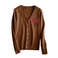 thumbnail image 5 of GUZOM Sweaters Womens Acrylic Cardigan with Pink Heart Wings - V-Neck Loose Fit S-XXXL, Brown for Casual Office Layering Everyday Wear,Size L, 5 of 5