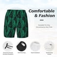 thumbnail image 3 of Gukieu Mint Bird Feathers Print Men's Double Layer Sports Swim Trunks, Quick Dry Adjustable Waist Swim Shorts Swimwear-X-Large, 3 of 6