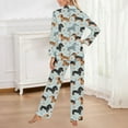 thumbnail image 4 of Bibifish Womens Pajama Sets Light Gray Base Dachshund & Paw Print Printed Long Sleeve Sleepwear Sets Button Down Pj Top With Pants Pet-Themed Cute 2 Piece Pj Sets, 4 of 5