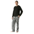 thumbnail image 2 of #FollowMe Polar Fleece Pajama Pants Set for Men / Sleepwear / PJs (Black Top / White Buffalo Plaid Pant, XXX-Large), 2 of 3