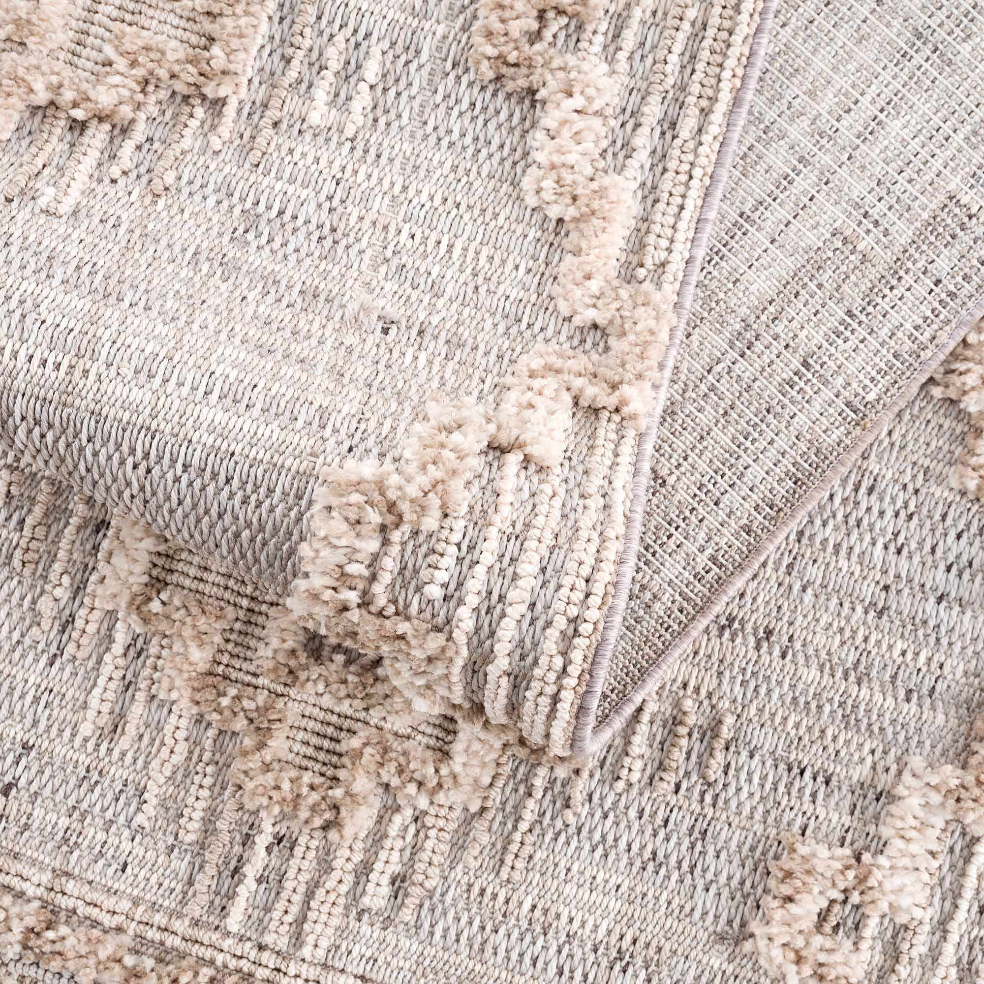 Hauteloom Ampusungan Modern Moroccan Medallion Farmhouse Hallway, Entryway Runner Rug - High Low - High Pile Long Carpet - Cream, Beige, Brown, Beige - 2'7" x 7'3"