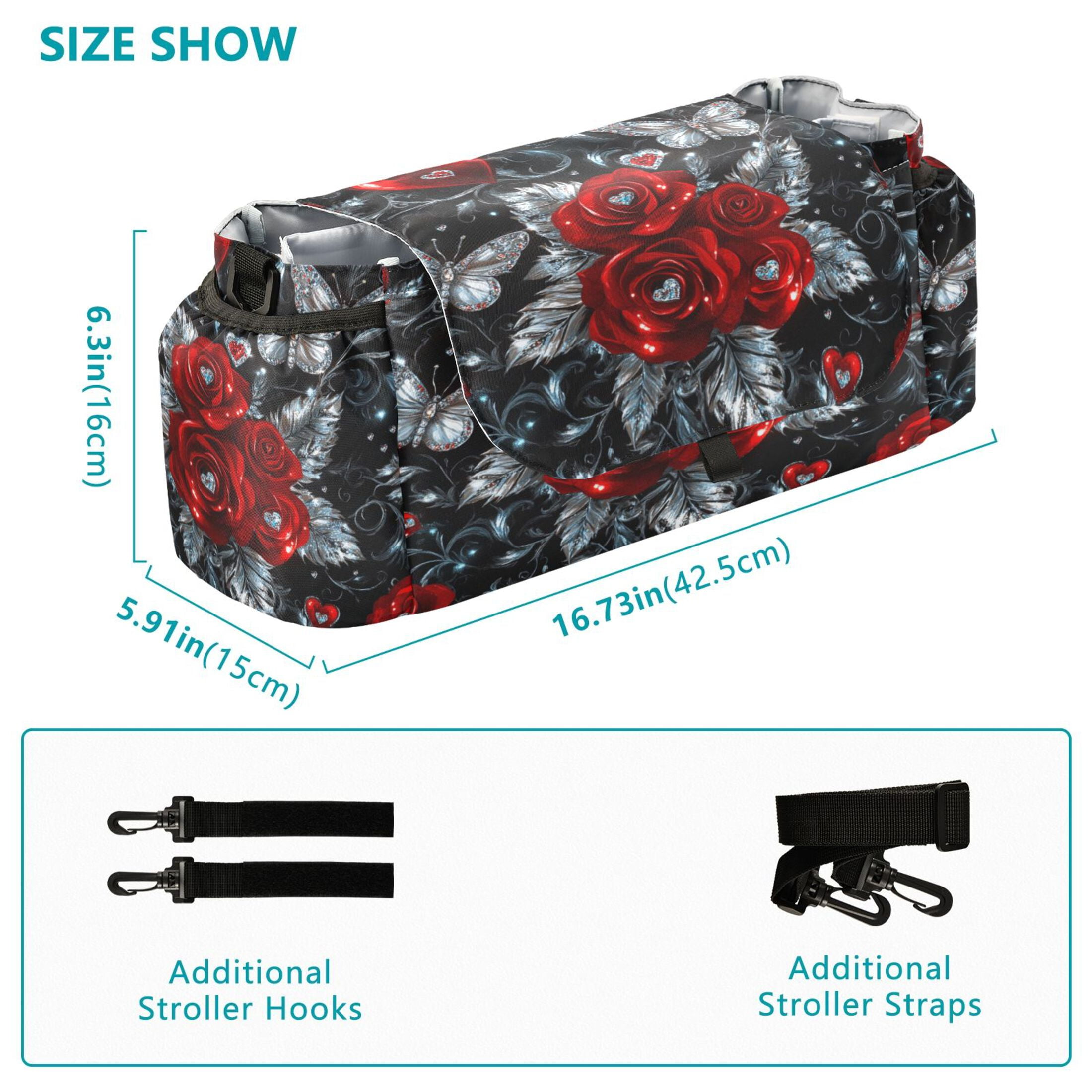DIXRUYEE Stroller Organizer Passionate Petals Printed