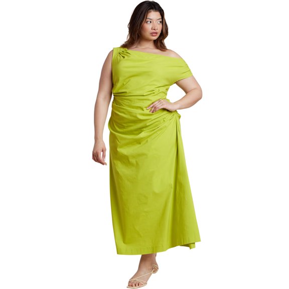 ELOQUII Women's Plus Size One Shoulder Maxi Dress