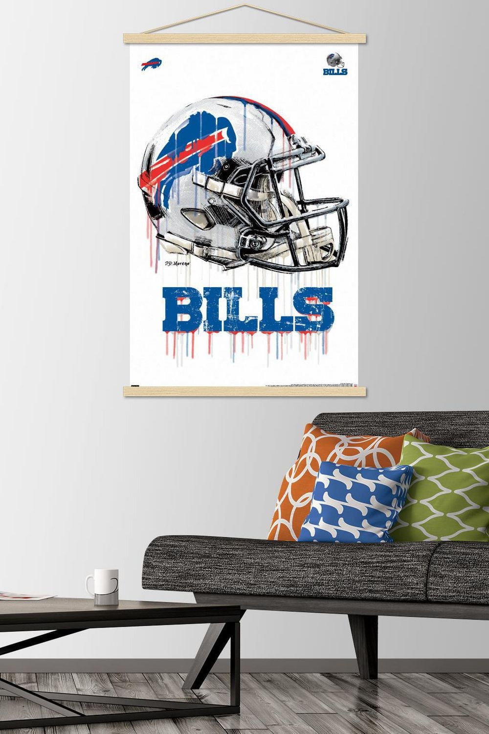 NFL Buffalo Bills - Drip Helmet 20 Wall Poster with Magnetic Frame, 22.375" x 34"