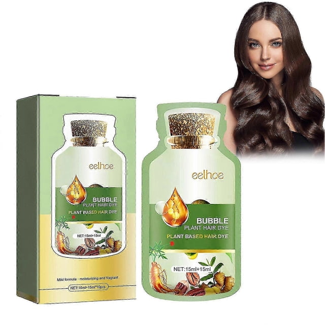 Tinte para el cabello con burbujas naturales, suave, no estimulante, para peinar y cuidar el cabello, castaño oscuro