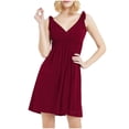 thumbnail image 1 of FAIWAD Robe pour Femme Grande Taille Tendance Froncée à Col en V Robe Débardeur Été Décontractée Sans Manches Fluide Évasée Mini Robes, 1 of 3