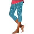 thumbnail image 2 of Floral Vine Print Leggings for Women High Waisted Capri Pants Soft Stretchy Yoga Bottoms Scalloped Hem Summer Workout Casual Outfits, 2 of 5