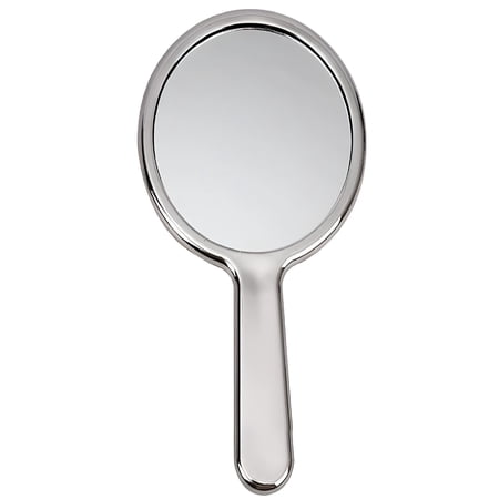 RAIRSKY 2026 New Hand Mirror Double-Sided Handheld Mirror Magnifying Mirror with Handle Transparent Hand Mirror Rounded Shape Makeup Mirror