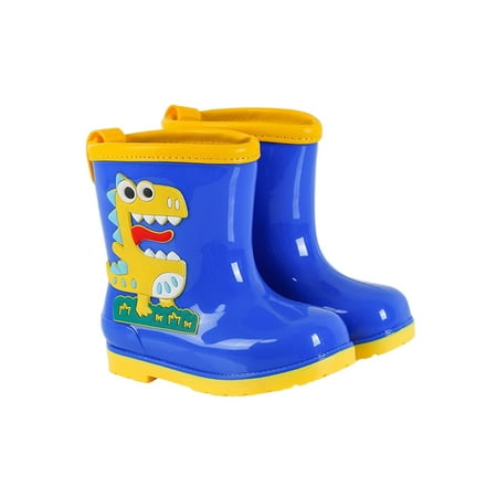 

Eloshman Boys Girls Waterproof Booties Cartoon Rubber Boots Wide Calf Rain Boot School Lightweight Removable Lining Garden Shoes Non-slip Rainboot Royal Blue 1Y