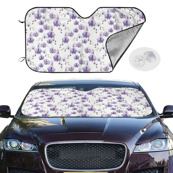 Picia Orchids Flowers Curved Windshield Sunshade Accordion Folding Style Auto Shade for Car Truck SUV Van Blocks UV Ray Sun Visor Protector -Small