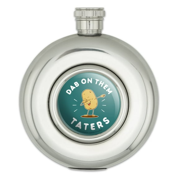 Dab on Them Taters Haters Funny Humor Round Stainless Steel 5oz Hip Drink Flask
