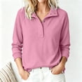 thumbnail image 6 of Hfnxid Women's Sweatshirts Loose Fit Button Lapel Long Sleeve Pullover Tops Casual Fashion Fall Sweatshirt Pink S, 6 of 9