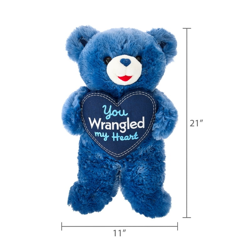 Large Sweetheart You Wrangled My Heart Teddy Bear Plush, Blue, 21