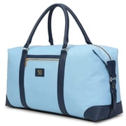 BADGLEY MISCHKA Barbara XL Canvas Tote Weekender Travel Bag (Light Blue)