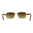 thumbnail image 2 of 90s Music Mogul Gangster Rapper Rimless Narrow Rectangle Luxury Sunglasses Gold Brown, 2 of 4