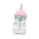 thumbnail image 3 of Vaso de cristal con forma de oso de 560 ml, transparente, multifuncional, adorable, para café, té o leche, con tapa. Rosa, 3 of 9