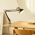 thumbnail image 2 of 32" Matte Black Multi-Joint Desk Lamp with Metal Clamp Base and Antique Brass Accents, 2 of 10