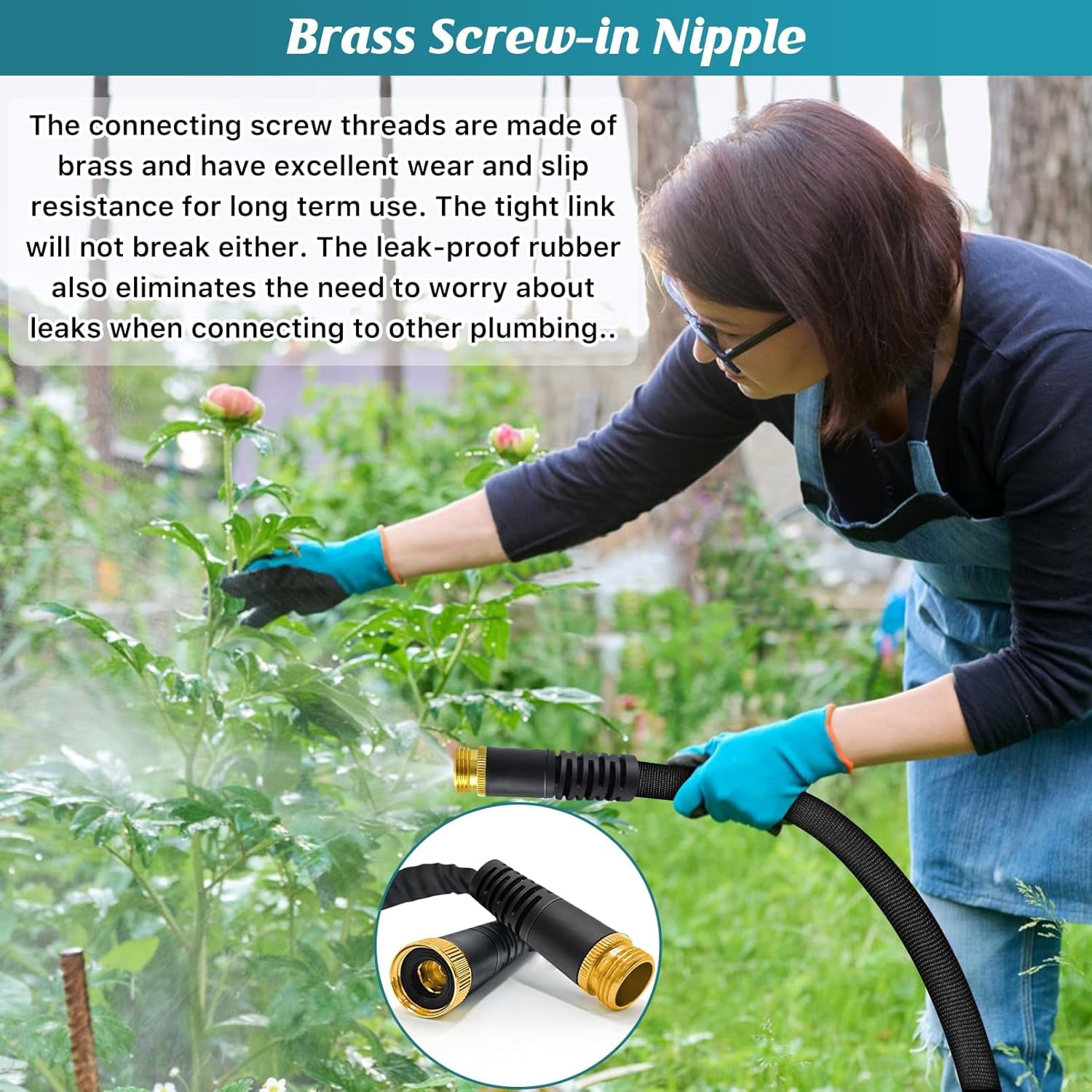 75ft Non-Expanding Garden Hose with 3/4" Fittings, Lightweight Water Pipe for Lawn, Car, and Plant Watering