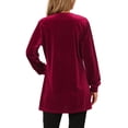 thumbnail image 3 of INSPIRE CHIC Women's Velvet Top V Neck Long Sleeve Casual Loose Fit Blouse T-Shirt L Red, 3 of 5