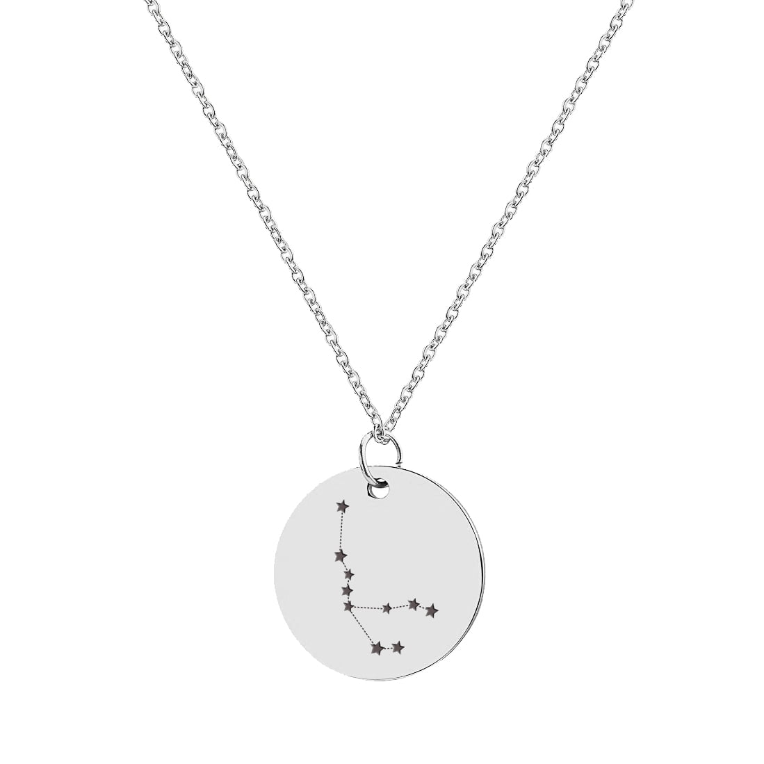 Anavia Round Aquarius Constellation Zodiac Star Sign Stainless Steel Silver Disc 22mm Pendant Jewelry with Gift Box