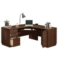 thumbnail image 6 of Pemberly Row L-shaped Contemporary Engineered Wood Computer Desk in Mahogany, 6 of 30