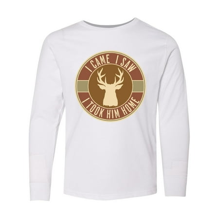 Inktastic Deer Hunting I Came I Saw I Took Him Home Long Sleeve Youth T-Shirt